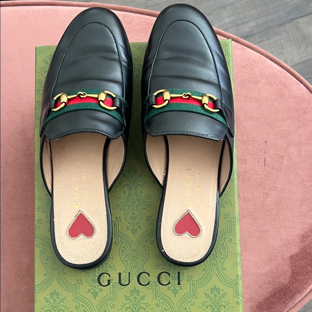 Gucci Women's Princetown Mule with Horsebit Gold Detail
